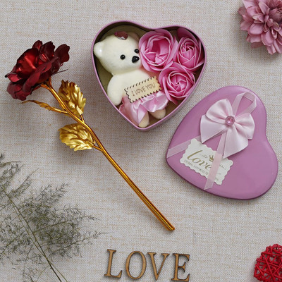 UNIQUE STORE NEW Artificial Flower, Soft Toy Gift Set