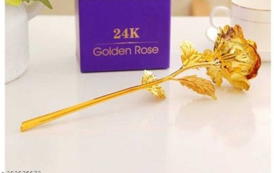 VE AND YOU Gold Rose Artificial Flower(5.5 inch, Pack of 1, Single Flower)