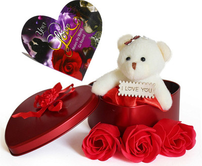 Saugat Traders Artificial Flower, Soft Toy, Greeting Card Gift Set