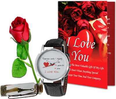 Avirons Greeting Card, Artificial Flower, Message Pills, Watch Gift Set