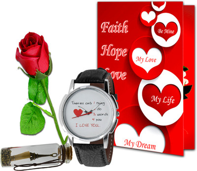 Avirons Greeting Card, Artificial Flower, Message Pills, Watch Gift Set
