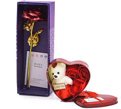UNIQUE STORE NEW Artificial Flower, Soft Toy Gift Set