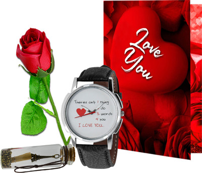Avirons Greeting Card, Artificial Flower, Message Pills, Watch Gift Set