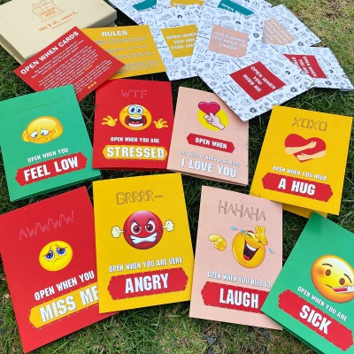 Upahar India Open When Cards Greeting Card(Open When MISS ME, ANGRY, SICK, Need a HUG, FEEL LOW,STRESSED, LOVE YOU, Laugh, Pack of 8)