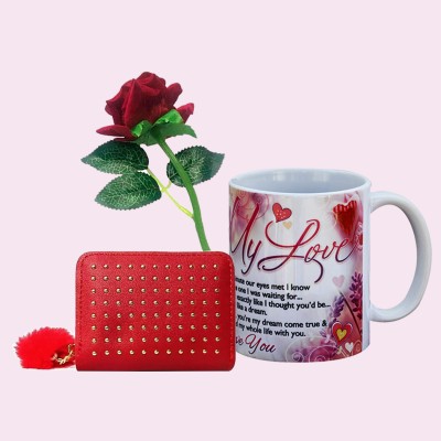 Natali Traders Artificial Flower, Wallet, Mug Gift Set