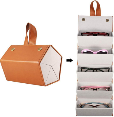 Onlyeasy Sunglasses Organizer 5 Slots Travel Glasses Case Eyeglasses Storage Box Watches, Sunglasses Vanity Box(Brown)