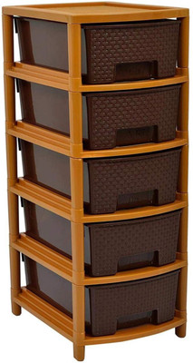 MAHADEV ENTERPRISE 5 Compartments PLASTIC CABINET(Brown)