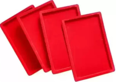 Ruby 4 Pcs 12x8 Inch Red Velvet Display Jewellery Tray Jewellery Vanity Box(Red)