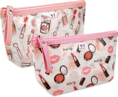 NFI essentials CP-7-A Pink & CP-7-C Light Pink Vanity Cosmetic Pouch,Makeup Organizer,Makeup Pouch. Vanity Box(Pink)