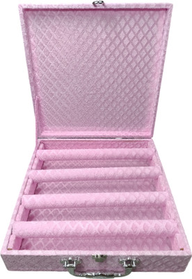 Packpro Solutions Bangle Box 4 Rod Soft Velvet Pink with D-Lock Vanity Cases Bangle Storage D Lock Vanity Box Vanity Box(Pink)