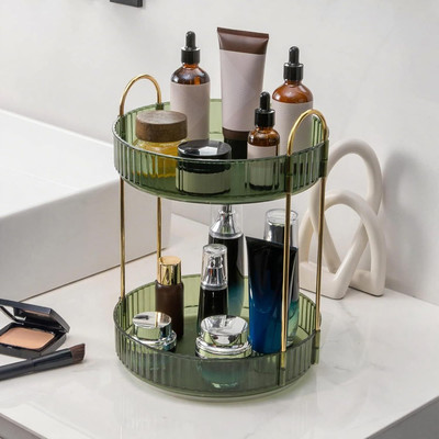 Vankalp 360° Rotating Makeup organizer 2 Tier High-Capacity Skincare Clear Make Up Storage Perfume Organizers Vanity Box(High-Capacity Cosmetic Dresser Organizer Countertop - Green) Vankalp 360° Rotating Makeup organizer 2 Tier High-Capacity Skincare Clear Make Up Storage Perfume Organizers Vanity Box(High-Capacity Cosmetic Dresser Organizer Countertop - Green)