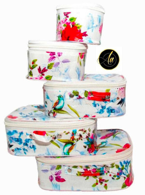 TAI collections NEW FABRIC WHITE 5 KIT Multi Purpose Vanity Box(White)