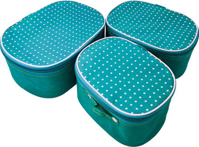 HK Hello Kiddies Multipurpose Set Of 3 Kit Vanity Storage Box Shaving Kit,Ideal for women Vanity Box(Green)