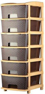 HUMBLE KART 6 Compartments Plastic Modular drawer for Home, Office, Parlor, School, Doctors, Home and Kids(Brown)