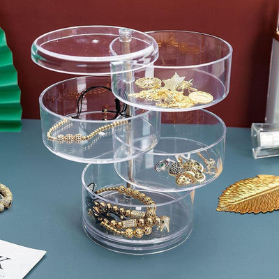 JASHKI ENTERPRISE Rotating 4 Layer Acrylic Cosmetic Organizer Rotating 4 Layer Acrylic Cosmetic Organizer Vanity Box(Multicolor)