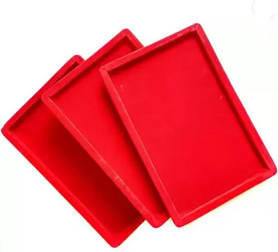 Rubid 3 Pcs Combo Red Velvet Tray Jewellery Vanity Box(Red)