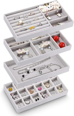 MBVTREADS JEWELLERY TRAY 4PCS SET Organizer Items Vanity Box Organizer Items Vanity Box(Multicolor)
