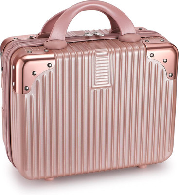 ENNCOZY Portable Makeup Travel Case Hand Luggage Mini ABS Carrying Suitcase Travel Toiletry Kit(Pink, Gold)