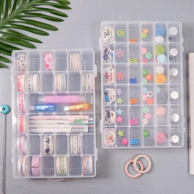 Tanlesa Adjustable Multipurpose Plastic Storage Box pack of 1 | 36 grid jewellery box Vanity Box(clear)