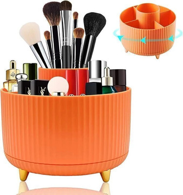 JIGSHTIAL 360° Rotating Cosmetic Storage Organizer Box Multipurpose Vanity Box(Orange)