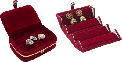Aadhya 1 Ring & 1 Earring Folder Travelling Pouch (Maroon) Vanity Box(Maroon)