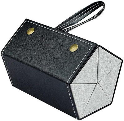 Ikeru Sunglasses Organizer Box with 5 Compartments | Made with Premium Vegan Leather | Foldable & Hangable Sunglasses Case For Men & Women | Vanity Box(Black)