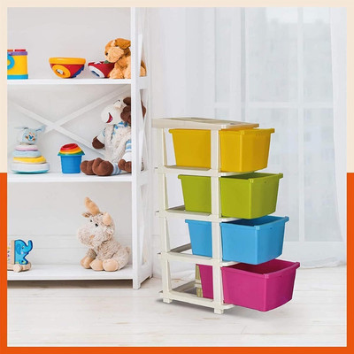 Nejadhari 4 Compartments Plastic Drawer(Multicolor)