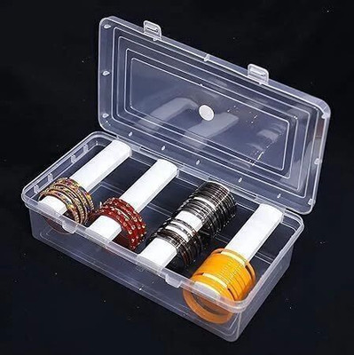 Zaina Adjustable 4 Rod Bangle Box Organizer Jewellery Storage Display Box Organizer Case For Jewellery, Bangles Box, Lockable Vanity Box Vanity Box(White)