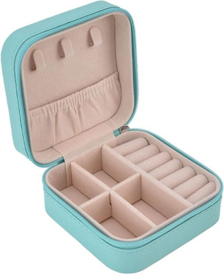 PREMBROTHERS Travel Mini, Faux Leather jewellery Ring Organizer Makeup & jewellery Vanity Box(Sky blue)