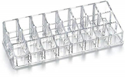 HANSHIKA ENTERPRISES Acrylic Makeup Organiser Transparent 50 Nail Paint, Brush, Tray Vanity Box(Silver)