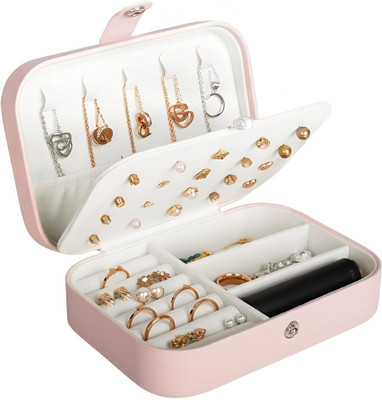 QUICKCLIQ Foldable Multi-Compartment Jewellery Box for Home & Travel Use Travel jewellery Box,Mini jewellery Box Vanity Box(Pink)