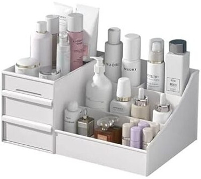 SUKHAD Cosmetic Storage Box , Tabletop for Dressing Table Static Vanity Box 7 Compartments Vanity Box(White)