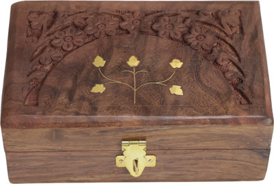 Saras Aajeevika Wooden Storage Box 6*4 inch Multi Purpose Vanity Box(Brown)