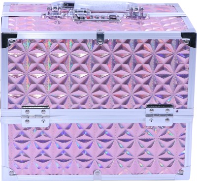 Bridal Metalic steel, aluminum fitted stylish beauty case, To Store multy items MAKEUP Vanity Box(Pink)