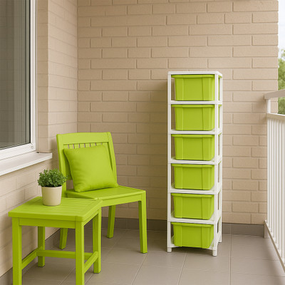 MAXTID 6 layer Green Storage Organizer/Space-Saving Multipurpose plastic drawer Box Vanity Box(Green)