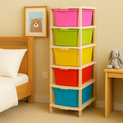 RANGILA 5 Layer Multicolor Modular Organizer for Parlour, school Box Vanity Box(Multicolor)