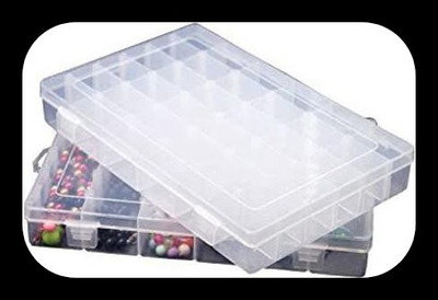 SJK New vanity box premium quality_10 36 Grids Clear Plastic Storage Box-2 pcs Vanity Box(CLEAR)