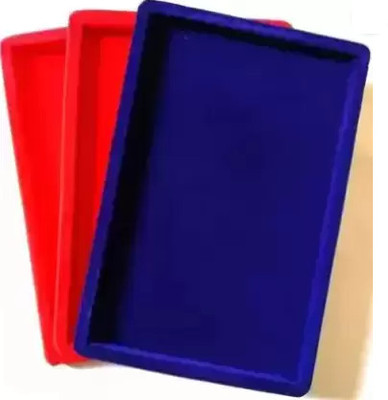 Ruby 3 Pcs Red Velvet Tray 12x8 Inch Display Jewellery Vanity Box(Red, Blue)