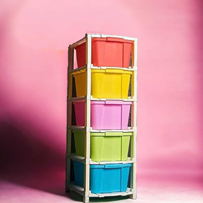 Ramadhani 5 Compartments Plastic Drawer(Multicolor)