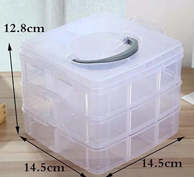 SJK 3-Layer 18-Grid Adjustable Cosmetic/Make Up/Jewellery/Vanity Box 1.7 Multi purpose Vanity Box(Multicolor)