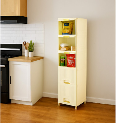 anueshth 5 Layer White Cabinet Fruits/Vegetables Plastic Cutlery Kitchen Help you organize any space Vanity Box(White)