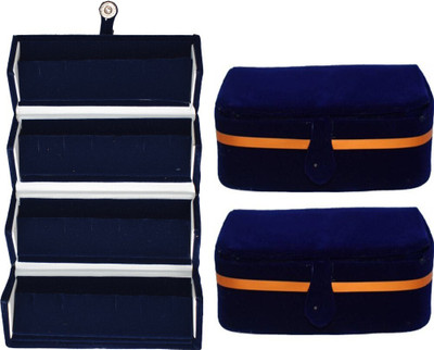 Aavni Multipurpose Earring Folder & Earring Box (pack of 3) Vanity Box(Blue)
