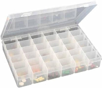 Philocaly Enterprises 36 Grid Transparent Plastic Box with Adjustable Partitions for Storing Jewellery, Manicure, Make-up Tols Drawer Divider Closet Divider(Plastic)