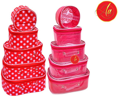 Akbar Enterprise 5 KIT VANITY BOX PINK JALEBI AND RED DOT COMBO VANITY BOX Vanity Box(PINK AND RED)