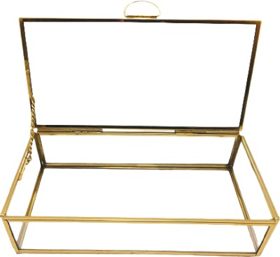 WESTON CHOICE UNIQUE GOLD GLASS & METAL JEWELLERY BOX, MAKEUP BOX Vanity Box(Gold)