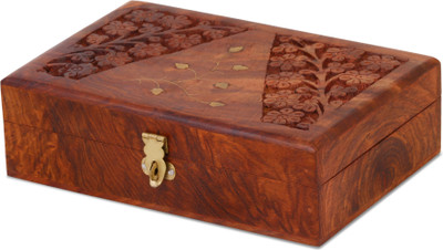 DigiRake Wooden Jewellery Box | Wooden Jewellery Organiser for Women Jewellery Vanity Box(Brown)