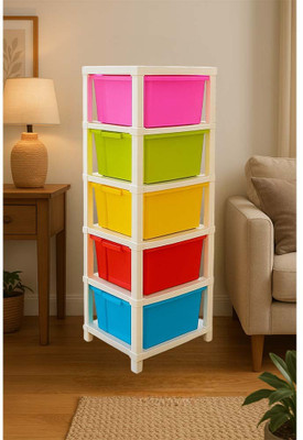 RANGILA 5 Layer Multicolor Modular Drawer Organizer for Home,Parlour, school Box Vanity Box(Multicolor)