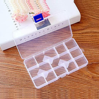 Adhunyk Multipurpose Storage Organizer Box 15 Grids Plastic Container with Adjustable Dividers for Bead,Jewellery,Craft,Diamonds Holder Clear Transparent Rectangular Vanity Box(clear)