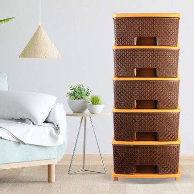 Prizam 5Layer Plastic Free Standing Chest of Drawers home and kitchen drawer:chest of drawer:plastic drawers:storage basket Vanity Box(Brown)
