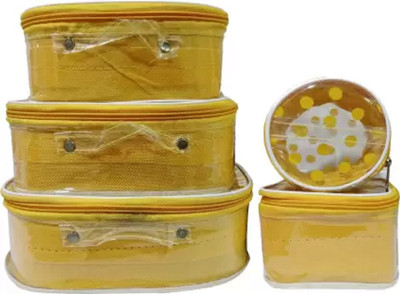 CLASSECRAFTS Set of 5 Pcs Polka Dot Printed Toiletry Shaving Makeup Bindi Bangle Makeup Make Up Vanity Bag, Make Up storage box, Multipurpose Kit, Travelling Bag Vanity Box(Yellow) CLASSECRAFTS Set of 5 Pcs Polka Dot Printed Toiletry Shaving Makeup Bindi Bangle Makeup Make Up Vanity Bag, Make Up storage box, Multipurpose Kit, Travelling Bag Vanity Box(Yellow)
